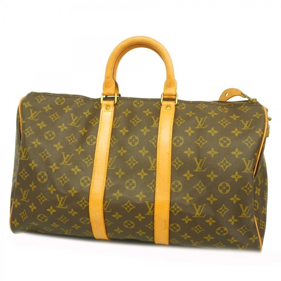 LOUIS VUITTON Brown Monogram Keepall 45 Boston Bag